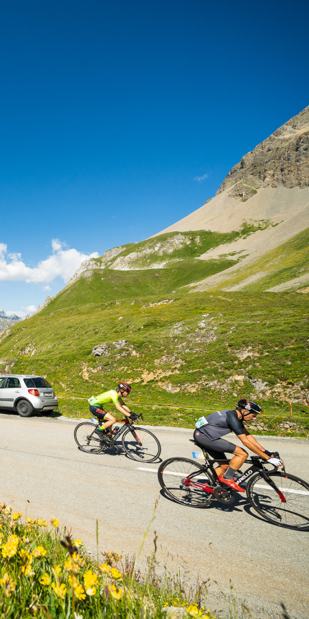 Auf dem Albulapass beim Engadin Radmarathon.