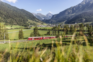 The Rhaetian Railway near Zernez.